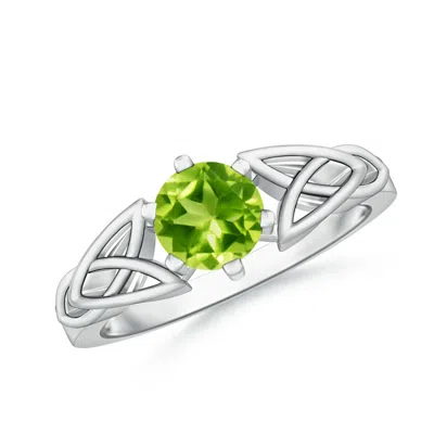 Angara Solitaire Round Peridot Celtic Knot Ring In Metallic