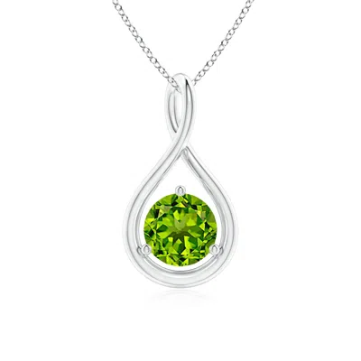 Angara Solitaire Round Peridot Infinity Twist Pendant In Metallic