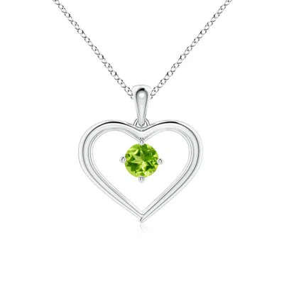 Angara Solitaire Round Peridot Open Heart Pendant In Metallic