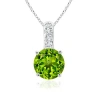 Angara Solitaire Round Peridot Pendant With Diamond Bale In White Gold/green