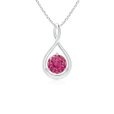 Angara Solitaire Round Pink Sapphire Infinity Twist Pendant In Metallic