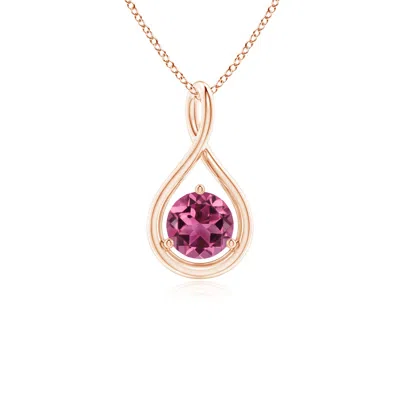 Angara Solitaire Round Pink Tourmaline Infinity Twist Pendant In Gold