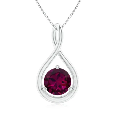 Angara Solitaire Round Rhodolite Infinity Twist Pendant In Metallic