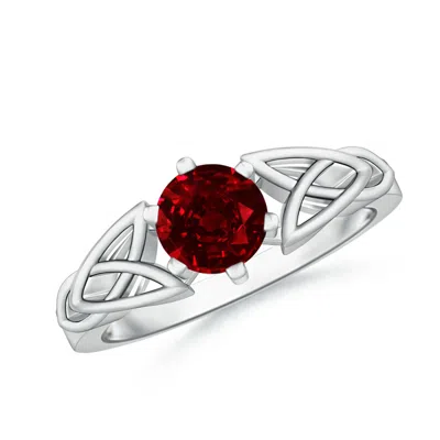 Angara Solitaire Round Ruby Celtic Knot Engagement Ring In Red