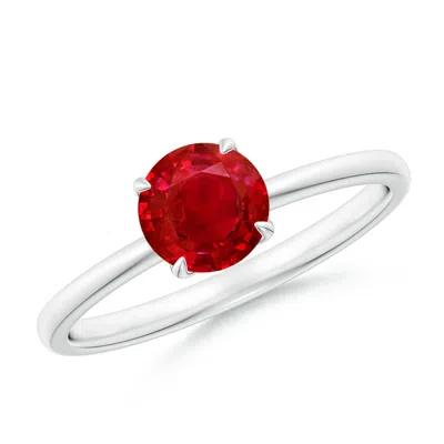 Angara Solitaire Round Ruby Classic Engagement Ring In Red