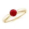 Angara Solitaire Round Ruby Tapered Shank Ring In Yellow Gold/medium Red