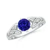 Angara Solitaire Round Tanzanite Celtic Knot Ring In White Gold/deep Rich Violet Blue