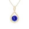 Angara Solitaire Round Tanzanite Infinity Twist Pendant In Yellow Gold/rich Violet Blue