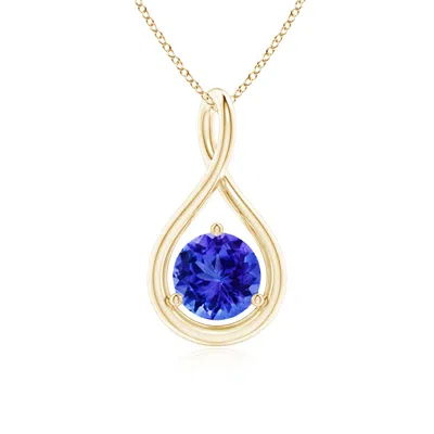 Angara Solitaire Round Tanzanite Infinity Twist Pendant In Blue
