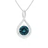 Angara Solitaire Round Teal Montana Sapphire Infinity Twist Pendant In White Gold/medium Greenish Blue