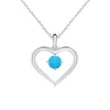 Angara Solitaire Round Turquoise Open Heart Pendant In White Gold/deep Sky Blue