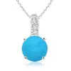 Angara Solitaire Round Turquoise Pendant With Diamond Bale In White Gold/deep Sky Blue