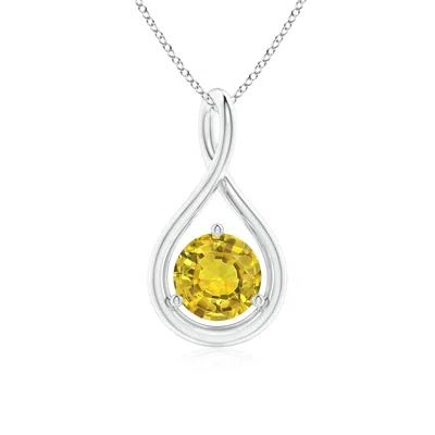 Angara Solitaire Round Yellow Sapphire Infinity Twist Pendant In Metallic
