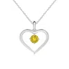 Angara Solitaire Round Yellow Sapphire Open Heart Pendant In White Gold/deep Bright Yellow