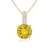 Angara Solitaire Round Yellow Sapphire Pendant With Diamond Bale In Yellow Gold/deep Bright Yellow
