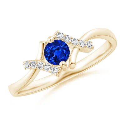 Angara Solitaire Sapphire Bypass Promise Ring With Diamond Accents In Gold