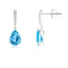 Angara Solitaire Swiss Blue Topaz Drop Earrings With Diamonds In White Gold/light Swiss Blue