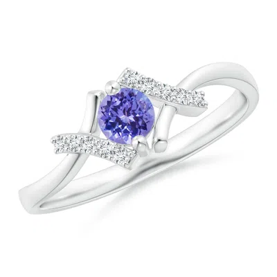 Angara Solitaire Tanzanite Bypass Promise Ring With Diamond Accents