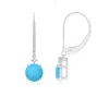 Angara Solitaire Turquoise Dangle Earrings In White Gold/sky Blue