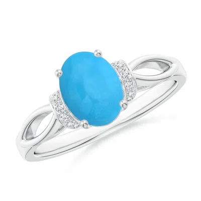 Angara Solitaire Turquoise Split Shank Ring With Diamonds In Metallic