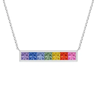 Angara Spectra Channel-set Square Multi-sapphire Horizontal Bar Pendant