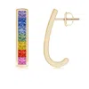Angara Spectra Channel-set Square Multi-sapphire J-hoop Earrings In Yellow Gold/multiple Colored Sapphire