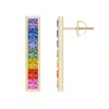 Angara Spectra Channel-set Square Multi-sapphire Linear Earrings In Yellow Gold/multiple Colored Sapphire