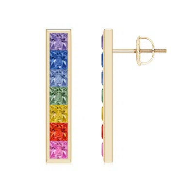 Angara Spectra Channel-set Square Multi-sapphire Linear Earrings