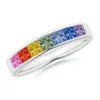 Angara Spectra Channel-set Square Multi-sapphire Non-eternity Ring In White Gold/multiple Colored Sapphire