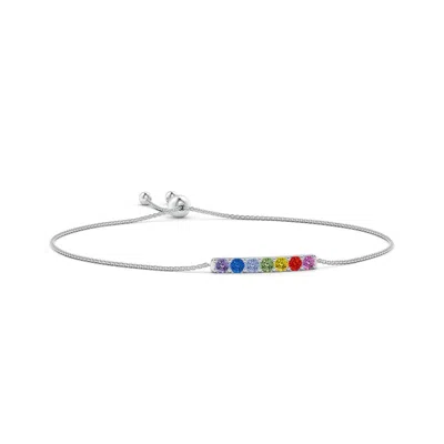 Angara Spectra Prong-set Round Multi-sapphire Bar Bolo Bracelet In Metallic