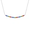 Angara Spectra Prong-set Round Multi-sapphire Curved Bar Necklace In White Gold/multiple Colored Sapphire