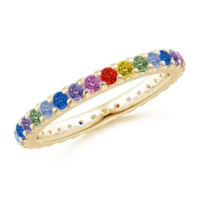 Angara Spectra Prong-set Round Multi-sapphire Eternity Ring In Gold