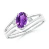Angara Split Shank Amethyst Engagement Ring With Wedding Band