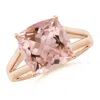 Angara Split Shank Cushion Morganite Engagement Ring In Rose Gold/peachy Pink