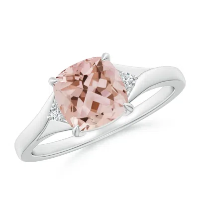 Angara Split Shank Cushion Morganite Solitaire Ring In Pink