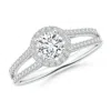 Angara Split Shank Round Diamond Halo Engagement Ring