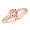 Angara Split Shank Trillion Morganite Ring In Rose Gold/peach
