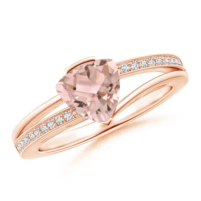 Angara Split Shank Trillion Morganite Ring In Gold