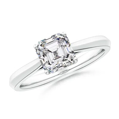 Angara Square Emerald-cut Diamond Knife-edge Shank Trellis Engagement Ring In Metallic