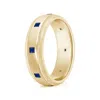Angara Square Sapphire Low Dome Comfort Fit Wedding Ring For Him In Yellow Gold/deep Rich Blue