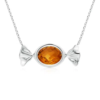 Angara Sweet Treats Oval Citrine Candy Pendant In Metallic