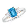 Angara Swiss Blue Topaz And Diamond Three Stone Ring