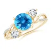 Angara Swiss Blue Topaz And Diamond Twisted Vine Ring In Yellow Gold/swiss Blue