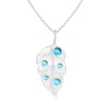 Angara Swiss Blue Topaz Dew Drop Leaf Pendant In White Gold/swiss Blue