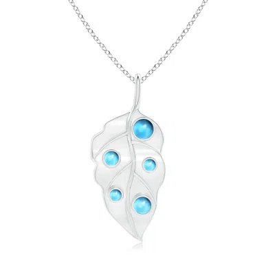 Angara Swiss Blue Topaz Dew Drop Leaf Pendant In Metallic