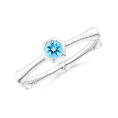 Angara Swiss Blue Topaz Indochine Bamboo Ring