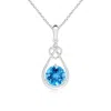 Angara Swiss Blue Topaz Knotted Heart Pendant With Diamond