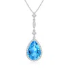 Angara Swiss Blue Topaz Teardrop Pendant With Diamond Accents In White Gold/swiss Blue