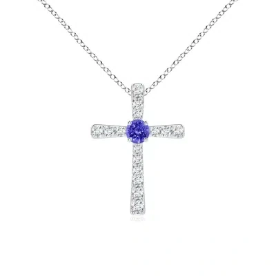 Angara Tanzanite And Diamond Cross Pendant In White
