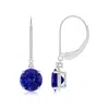 Angara Tanzanite And Diamond Leverback Drop Earrings In White Gold/deep Rich Violet Blue